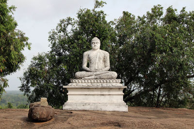 Statue against trees and plants