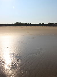 Scenic view of sea against clear sky