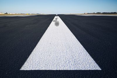 Close-up of markings on road