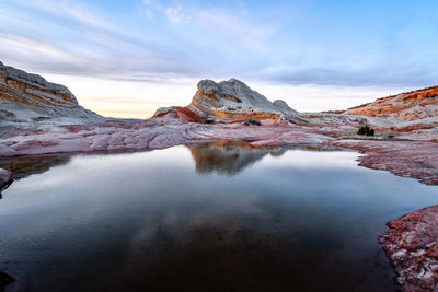 Scenic view of mountain against sky during sunset