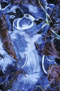 High angle view of frozen lake