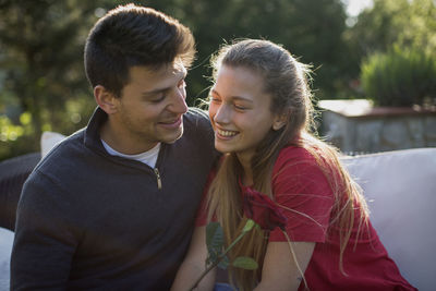 Young couple smiling