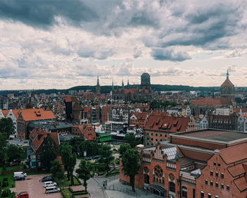 High angle view of townscape against sky