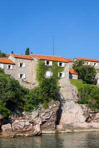 Famous architectural monument of the resort island of st. stephen in the adriatic sea, montenegro