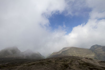 Beautiful clouds and blue sky of high mountain area in indonesia