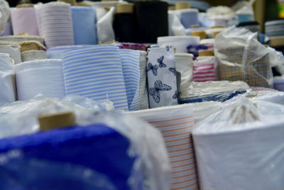 Close-up of objects for sale at market stall