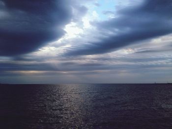 Scenic view of sea against cloudy sky