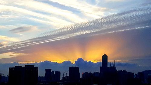 View of city at sunset