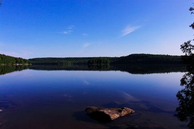 Scenic view of lake against blue sky