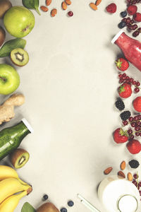 High angle view of fruits on table