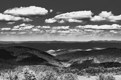 Scenic view of landscape and mountains against sky