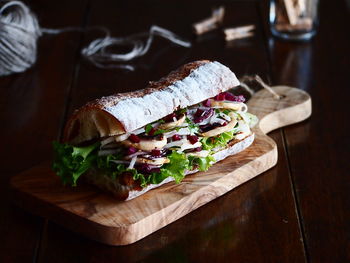 Close-up of food on table