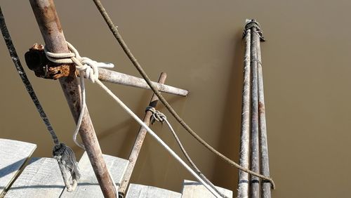 Close-up of ropes tied on rope