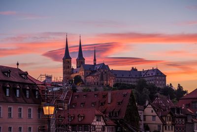 Buildings at sunset