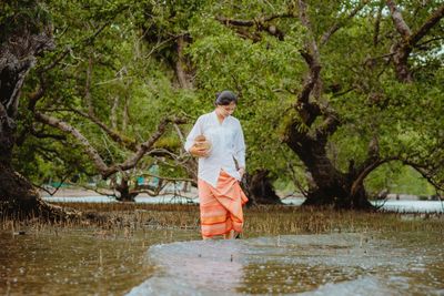 Country side girl with tradisional clothes in nature