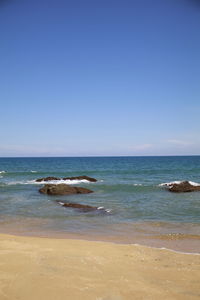 Scenic view of sea against clear sky