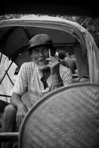 Portrait of people sitting in car