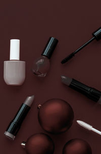 Close-up of beauty products on table