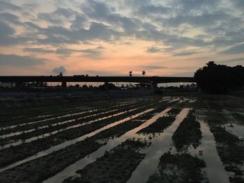 Scenic view of landscape against sky during sunset