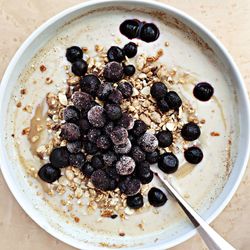 Directly above shot of granola in bowl