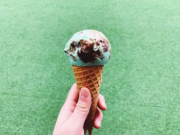 Cropped image of hand holding ice cream