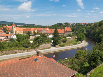 High angle view of townscape against sky