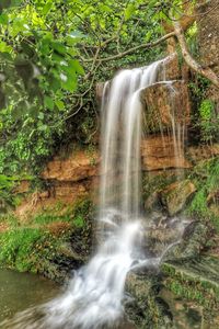 Scenic view of waterfall