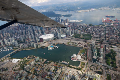 High angle view of townscape against sky