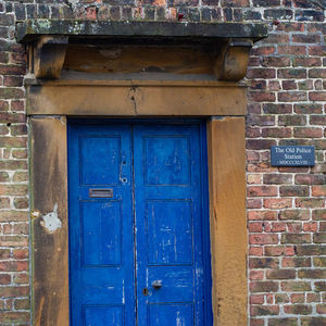 Closed door of building