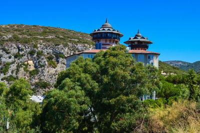 Built structure against clear blue sky