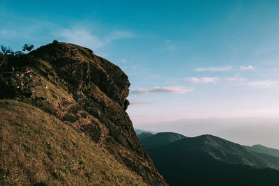 Scenic view of mountain range against sky