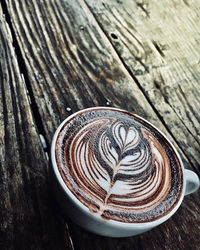 High angle view of coffee on table