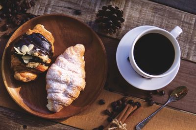 High angle view of coffee on table