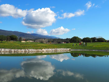 Panoramic view of the golf course against the sky