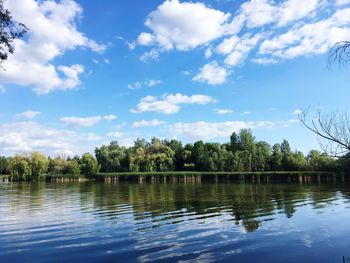 Scenic view of lake against sky