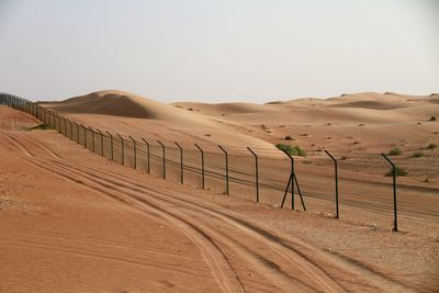 Scenic view of desert against clear sky