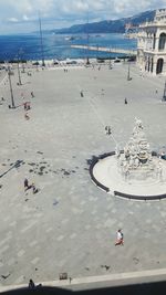 High angle view of people on beach