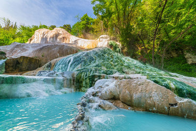 Scenic view of waterfall