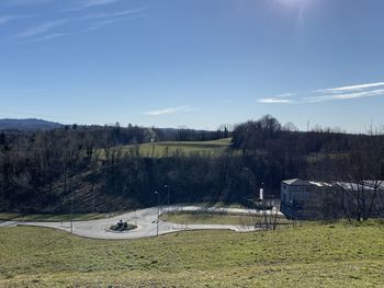 Scenic view of land against sky