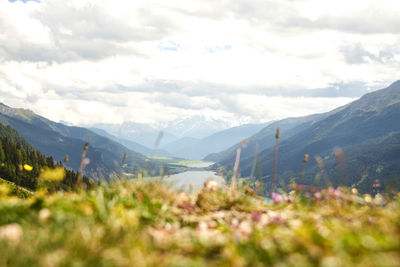 Scenic view of mountains against sky