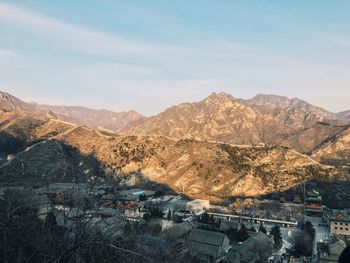 High angle view of townscape against sky