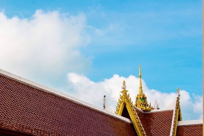 Low angle view of roof against sky