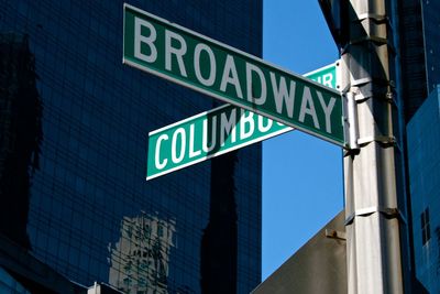 Low angle view of road sign