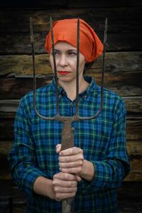 Portrait of teenage girl wearing hat