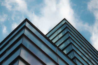 Low angle view of modern buildings against sky