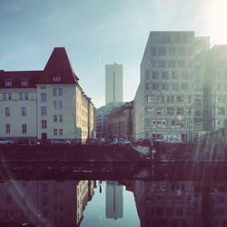 Reflection of buildings in city