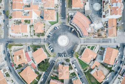 Aerial view of houses in city