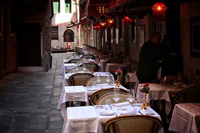 Man in restaurant at night