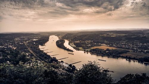 Aerial view of river against sky