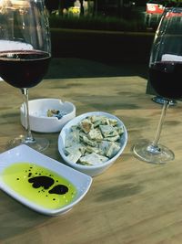 Close-up of drink served on table